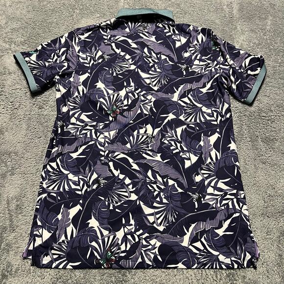 Greyson Golf Polo Shirt Mens Large Purple Lost World Abyss Tropical Butterfly - Picture 3 of 8